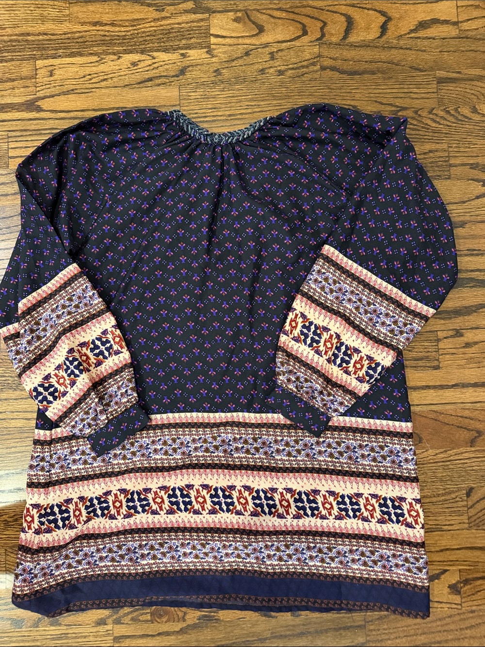 Purple Printed Boho Tunic with Pink & Cream Border - Picture 5 of 6